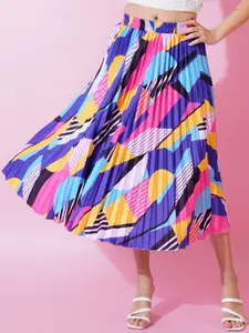 ZWERLON Abstract Printed Midi Skirt