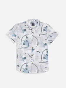 Allen Solly Junior Boys Spread Collar Abstract Printed Cotton Casual Shirt