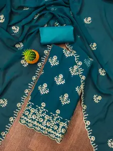 MANVAA Floral Embroidered Sequinned Unstitched Dress Material