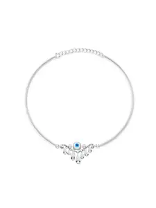 Kicky And Perky Sterling Silver Rhodium-Plated Evil Eye Shaped Anklet