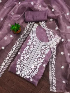 MANVAA Floral Embroidered Thread Work Unstitched Dress Material