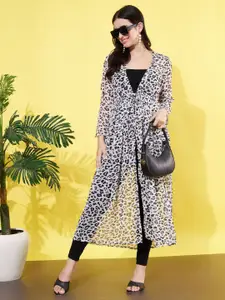 ANVI Be Yourself Animal Printed Front Open Longline Shrug