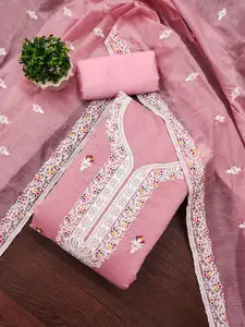 MANVAA Floral Embroidered Unstitched Dress Material