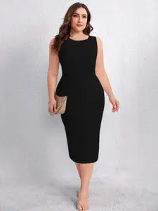 BAESD Women Round Neck Bodycon Midi Dress