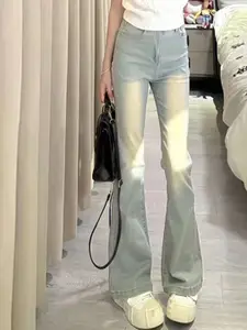 DressBerry Women Flared High-Rise Cotton Heavy Fade Clean Look Jeans