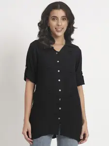 ANGOORI FASHION Women Straight Fit Spread Collar Solid Casual Shirt