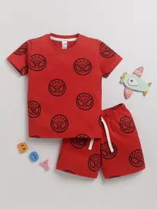 LITTLE NINJA Boys Printed Round Neck Pure Cotton T-Shirt With Shorts