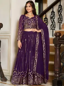 Kedar Fab Embroidered Georgette Semi-Stitched Lehenga & Unstitched Blouse With Dupatta