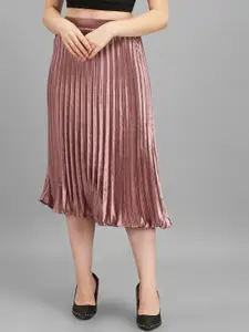 ZWERLON Women Accordion Pleats A-Line Midi Skirt