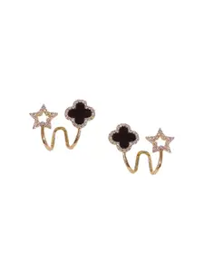 Celestique Korean Star Four Leaf Clover Cubic Zirconia Studded Contemporary Studs
