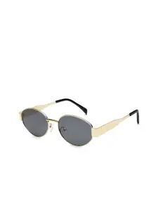 HASHTAG EYEWEAR Women Oval Sunglasses with UV Protected Lens D_VS 2301Gold-BRN