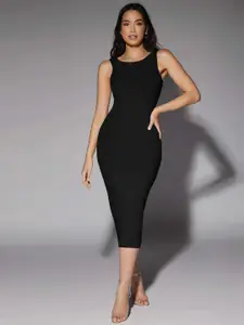 BAESD Women Bodycon Sleeveless Solid Midi Ready to Wear Dress