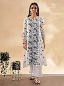Club Loom Women Paisley Embroidered Chikankari Cotton Straight Ready to Wear Kurta