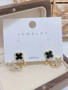 Celestique Artificial Stones Studded Floral Shaped Ear Cuff