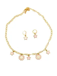 Daizy Smiley And Star Embellished Necklace Bracelet Set