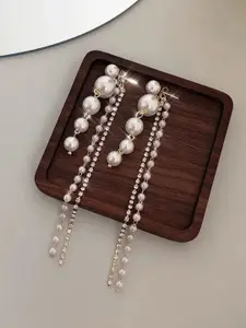 Celestique Pearls Beaded Contemporary Drop Earrings