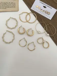 Celestique Set of 9 Gold-Plated Heart Shaped Studs