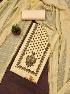 MANVAA Ethnic Motifs Embroidered Unstitched Dress Material