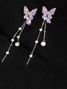 Celestique Korean Artificial Stones Studed Contemporary Shaped Drop Earrings