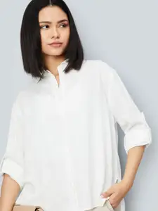 max Women Relaxed Fit Spread Collar Solid Casual Shirt
