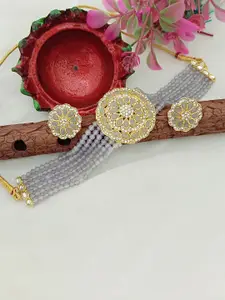 EVY Gold-Plated Artificial Stones- studded Necklace