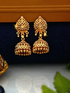 DIVASTRI Gold-Plated Dome Shaped Jhumkas