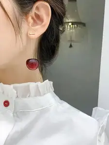 Celestique Korean Bts Collections Contemporary Shaped Cherry Drop Earrings