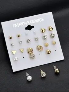 Celestique Set of 12 Gold-Plated Contemporary Studs