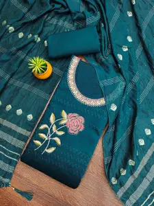 MANVAA Floral Embroidered Thread Work Unstitched Dress Material