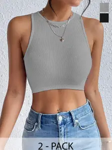 TOOCHKI Women Solid Tank Crop Top