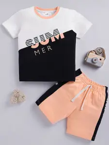 LITTLE NINJA Boys Printed Round Neck Pure Cotton T-Shirt With Shorts