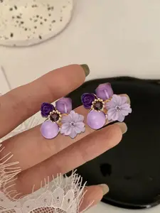 Celestique Korean Artificial Stones Studded Floral Shaped Studs