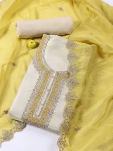 Meena Bazaar Floral Embroidered Zari Unstitched Dress Material