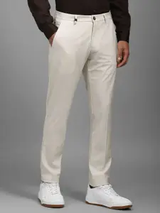 Louis Philippe Men Slim Fit Mid-Rise Flat-Front Regular Trousers