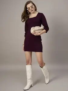 The Roadster Lifestyle Co Square Neck Bodycon Above Knee Dress