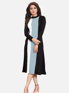 DressBerry Women Colourblocked A-Line Midi Dress