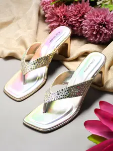 CLOG LONDON Women Open Toe Embellished Block Heel Sandals