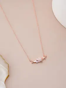 LIORA 925 Silver Jewellery Sterling Silver Rose Gold Plated Heart Bottle Pendant & Chain