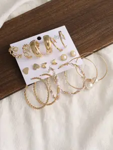 Celestique Set of 9 Gold-Plated Crescent Shaped Half Hoop Earrings