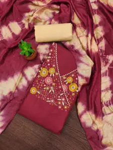 MANVAA Floral Embroidered Thread Work Unstitched Dress Material