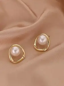 Celestique Gold-plated Pearls Beaded Contemporary Shaped Studs