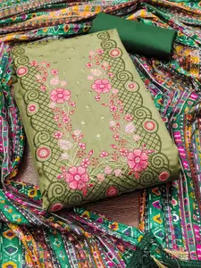 MANVAA Floral Embroidered Thread Work Unstitched Dress Material