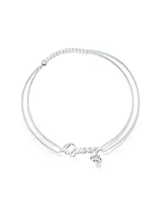 Kicky And Perky Sterling Silver Rhodium-Plated Queen Shaped Anklet
