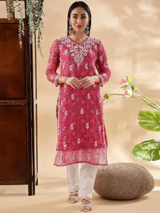 Club Loom Floral Embroidered Chikankari Straight Kurta