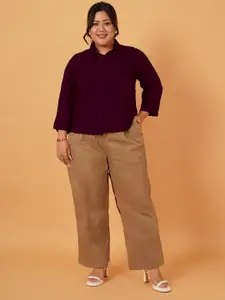 ANGOORI FASHION Women Plus Size Straight Fit Spread Collar Solid Casual Shirt