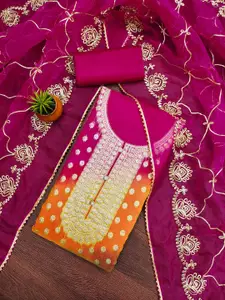 MANVAA Floral Woven Design Organza Unstitched Dress Material