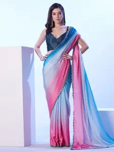 Satrani  Women Ombre Fusion Embellished Saree