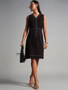 AND Women V-Neck A-Line Dress