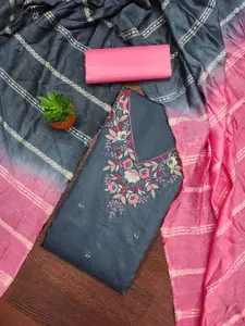 MANVAA Floral Embroidered Sequinned Silk Cotton Unstitched Dress Material