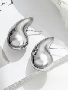 Celestique Silver-Plated Teardrop Shaped Drop Earrings
